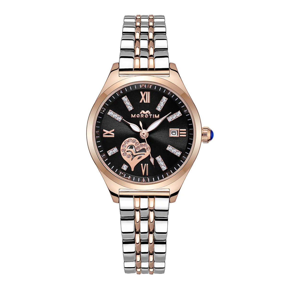 Morotim Women Classic Quartz Watch - Stainless Steel Fashion Waterproof Wristwatch Black Dail