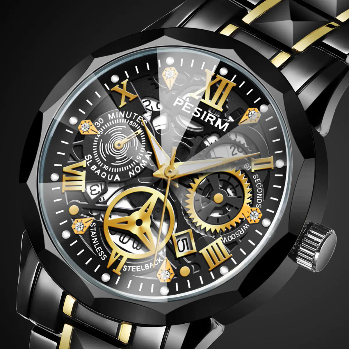 Luxury Men Quartz Watch - Stainless Steel Strap Waterproof Wristwatch