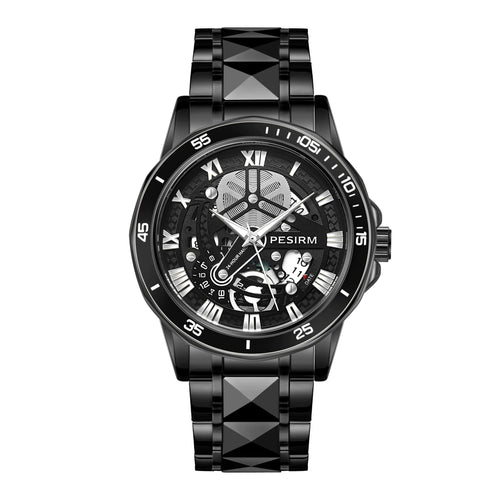 Morotim Business Men Quartz Watch - Stainless Steel Strap Fashion Waterproof Wristwatch with Black Dail