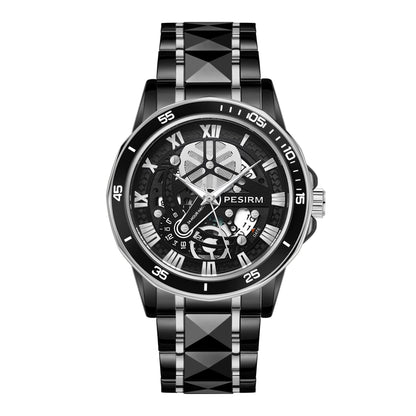 Morotim Business Men Quartz Watch - Stainless Steel Strap Fashion Waterproof Wristwatch with Black Dail