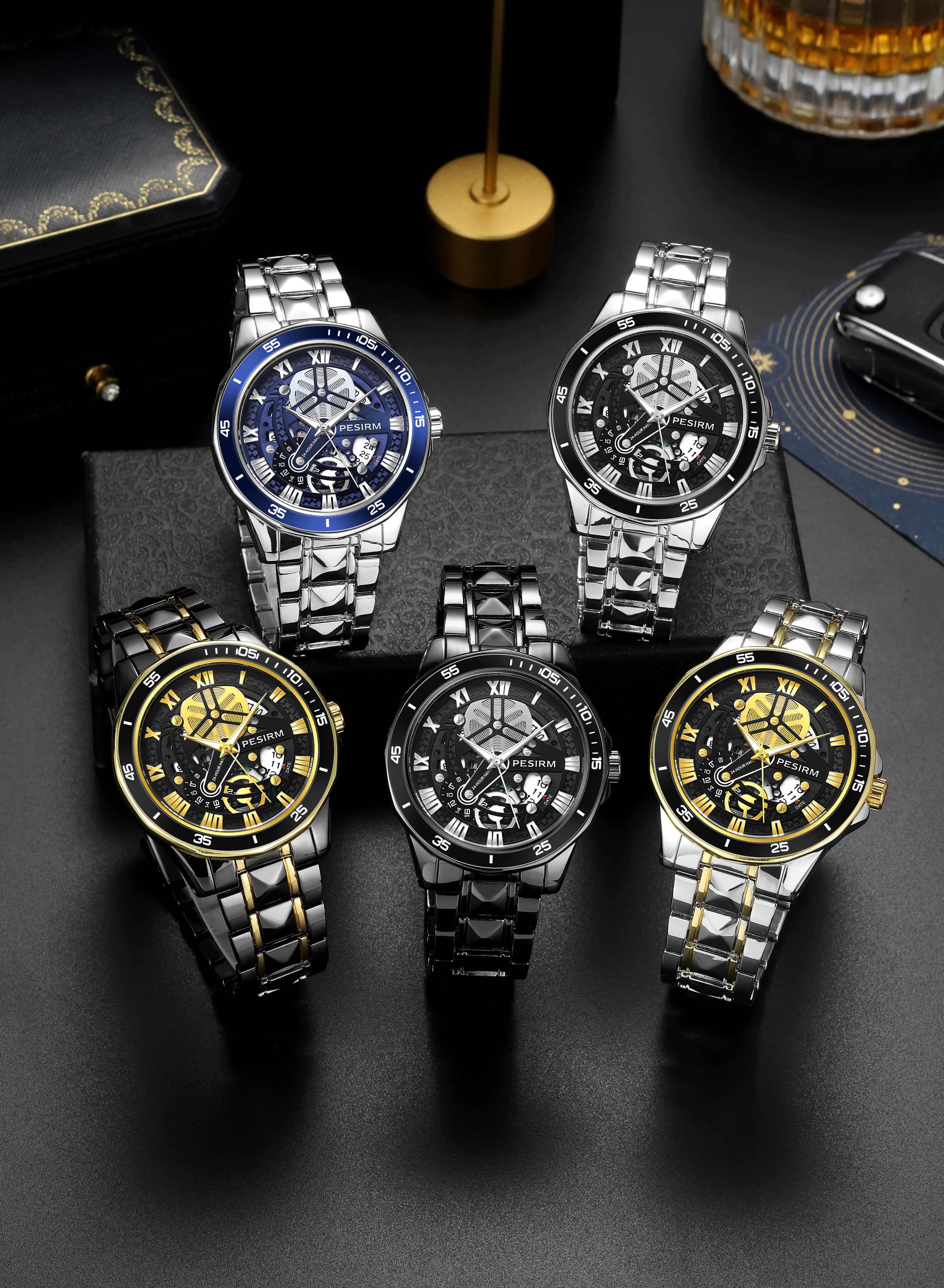 Morotim Business Men Quartz Watch - Stainless Steel Strap Fashion Waterproof Wristwatch