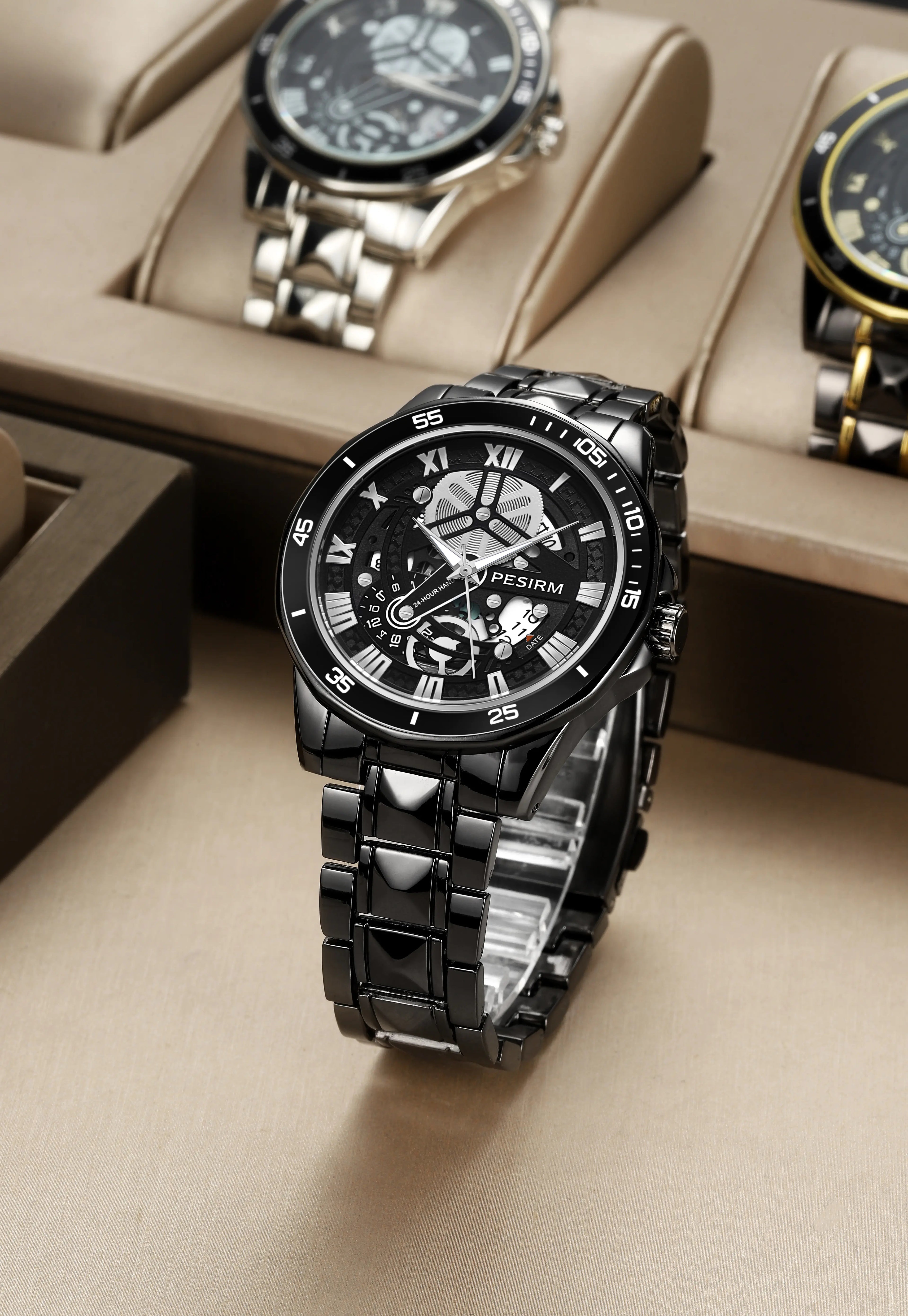 Men Quartz Watch – Stainless Steel Strap Waterproof Wristwatch