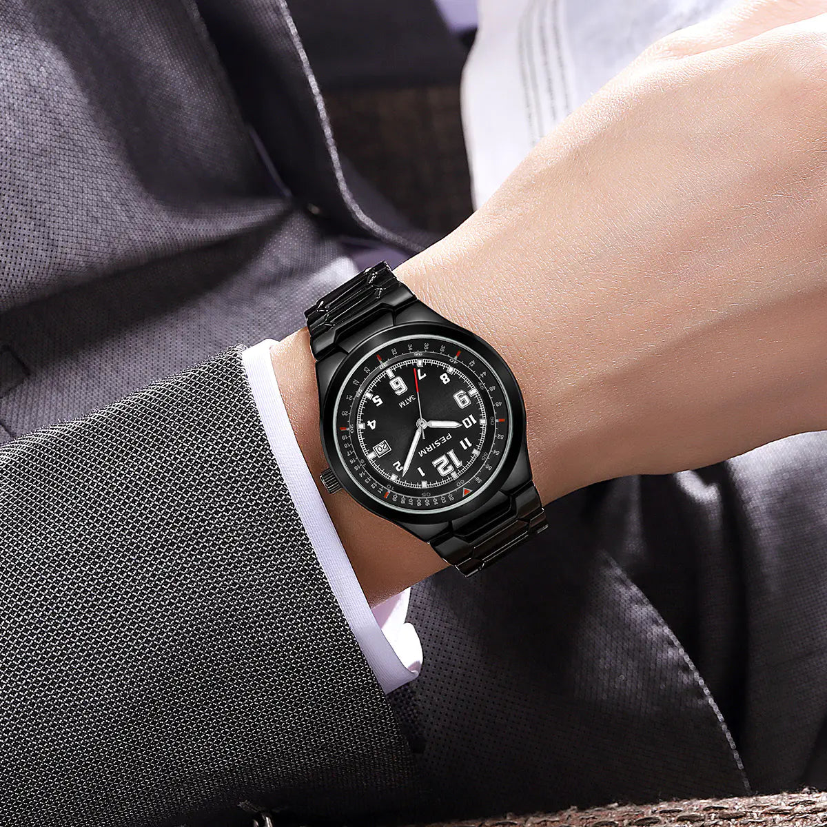 Men Quartz Watch – Water-Resistant Steel Case for Daily Use