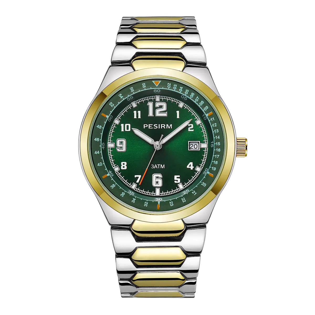 Morotim Men Business Quartz Watch – Waterproof Stainless Steel Wristwatch with Green Dail