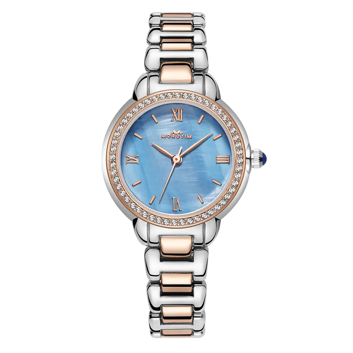 Morotim Women Stylish Quartz Watch - Stainless Steel Waterpoof Watch with Blue Dail
