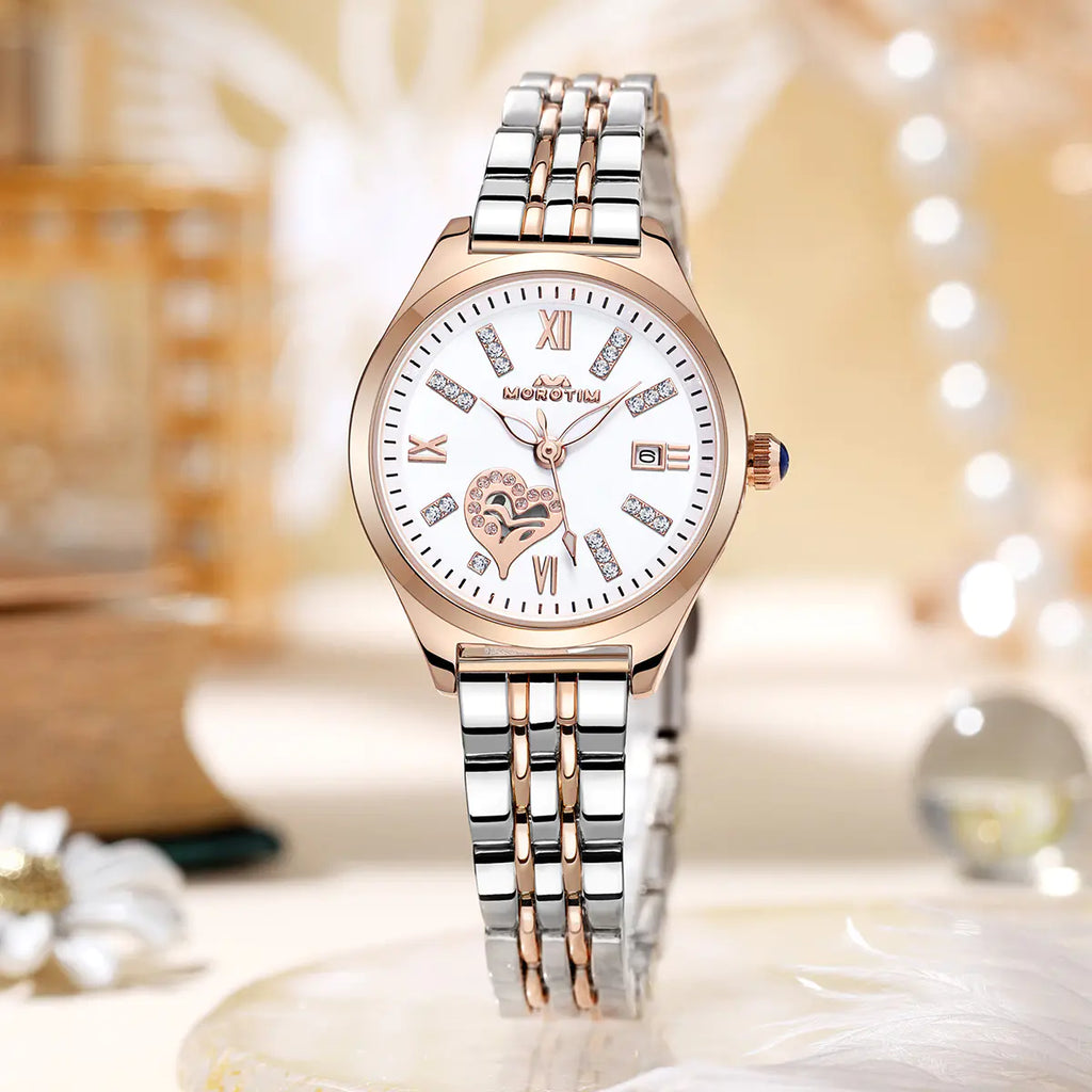 Morotim Women Classic Quartz Watch - Stainless Steel Fashion Waterproof Wristwatch