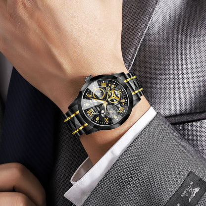 Luxury Men Quartz Watch - Stainless Steel Strap Waterproof Wristwatch