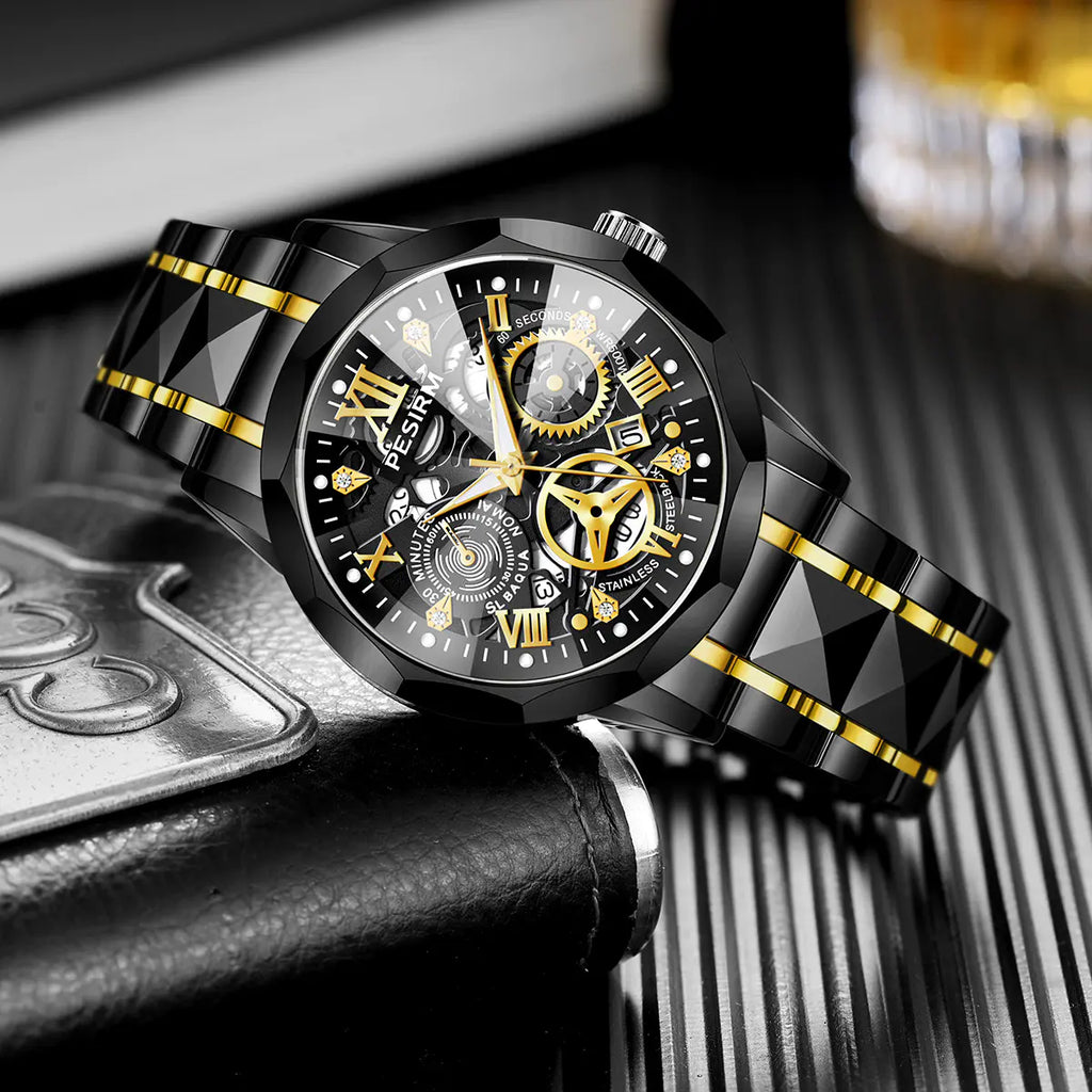 Men’s Quartz Watch – Polished Steel Finish with Quartz Movement