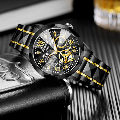 Luxury Men Quartz Watch - Stainless Steel Strap Waterproof Wristwatch