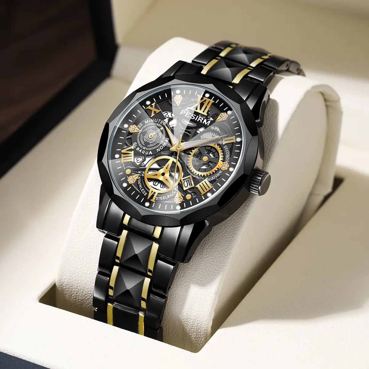 Men’s Quartz Watch – Polished Steel Finish with Quartz Movement